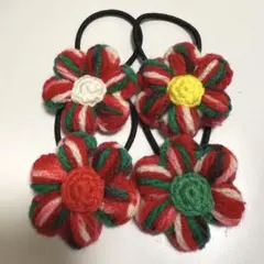 ★クリスマスフラワーヘアゴムセット★