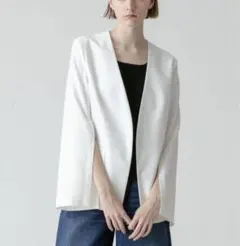 リネンツイルストレッチスリットスリーブジャケット
