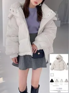 ホワイト フード付き ダウンジャケット GRL