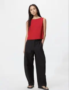 ユニクロ　ジャージーバレルレッグパンツ　ブラック　L