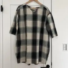 4L 大きいサイズ チェック柄チュニック ワンピース ゆったり