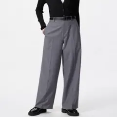 ユニクロ スマートワイドパンツ グレー L