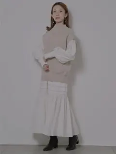 スナイデル　ニットベストセットコットンティアードワンピ