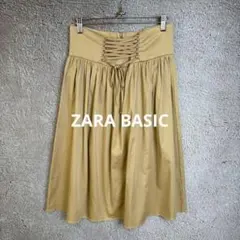ZARA BASIC レースアップ風 ロングスカート M キャメルベージュ
