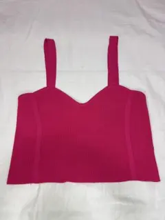 ZARA ピンク リブタンクトップ Mサイズ
