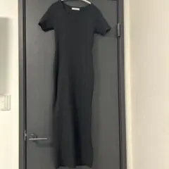 グリーンパークス購入 ブラック 半袖ロングワンピース