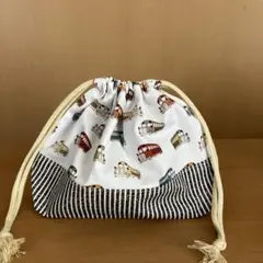ハンドメイド　給食袋　コップ袋　お弁当袋　バス　ストライプ
