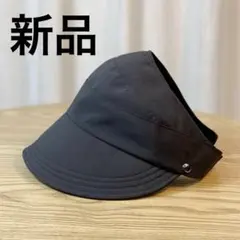 【新品】 日よけ帽子 男女兼用 サンバイザー フリーサイズ 黒 ブラック