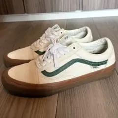 Vans オールドスクール PRO アイボリー/ホワイト/グリーン ガムソール