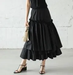SUGAR BISKET ティアードスカート　黒　フリル　アシンメトリー