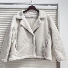 クリーム色 フリースボアジャケット 白　ジャケット　XL LL アウター