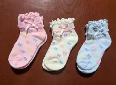 ベビー靴下12サイズ 3足セット 水玉 フリル