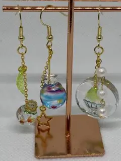 ハンドメイド レジン製ピアス 3点セット