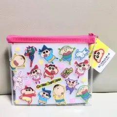 新品タグ付き　クレヨンしんちゃん ビニールフラットポーチ　約12cm✖14cm