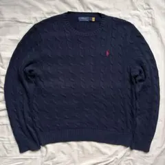 【最現行】Ralph Lauren ケーブル コットン ニット ネイビー