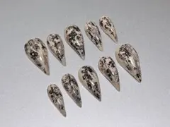 猫爪　平成女児　ネイルチップ　レース　ニュアンス　y2k シズニ　グランジ