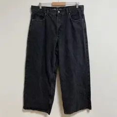 オールドネイビー ワイドパンツ 無地 バギー 黒 綿 ストリート 大きいサイズのサムネイル