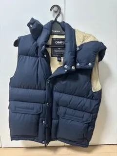 【美品】CAMP7 ダウンベスト Y2K ブラック L ファー ドローコード付き CAMP7 キャンプセブン ファー付き ダウンベスト S ブラック 光沢 y2k