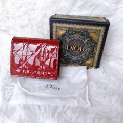 クリスチャンディオール カナージュ ロングウォレット エナメル レッド 
