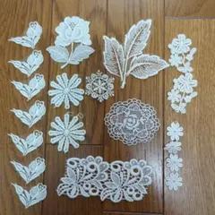新品 花 レース モチーフ セット 生地 ホワイト チュール 匿名配送