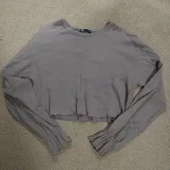 ZARA グレー クロップド長袖 Tシャツ