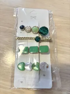 緑系宝石風ヘアピンセット 4本入り