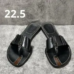 【コールハーン】黒 レザー トングサンダル バックル付き　5B ブラックのサムネイル