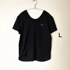 PUMA プーマ 半袖Tシャツ ブラック バックVネック ヨガ スポーツウェア