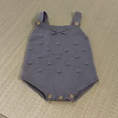 ニットロンパース　オーバーオール　サロペット　リボン　70〜80
