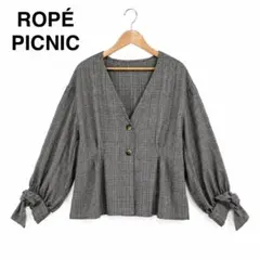 ROPÉ PICNIC ロペピクニック グレンチェック ノーカラージャケット