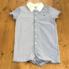 ラルフローレン【ロンパース 18M】半袖 ストライプ ポロシャツ 美品 ベビー