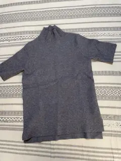 ZARA グレー ハイネック 半袖ニット