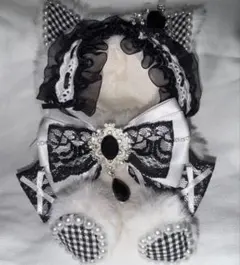 おすわりぬい服 着ぐるみ ねこ ホワイト ブラック 10cm - メルカリ