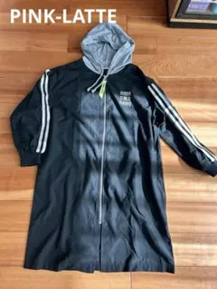 ピンクラテ PINK-latte ジップアップ ロングパーカー 黒 M