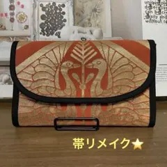 帯リメイク⭐️双鳥紋⭐️お薬手帳ケース⭐️通帳ケース⭐️年金手帳ケース⭐️ハンドメイド