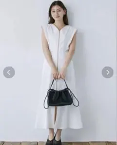 ラグナムーン フレアスリーブ デニムワンピース 白 ホワイト