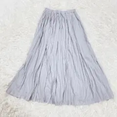 オリーブデオリーブ プリーツロングスカート　ライトグレー　ウエストゴム