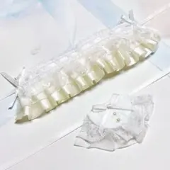 ★No.1523 にじぱぺっと ぬい服 ヘッドドレス スタイ 白