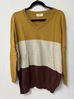 r.p.s 薄手ニット　ボーダー　茶系