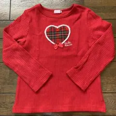 ★ミキハウス★チェック柄ハート★120 長袖Tシャツ