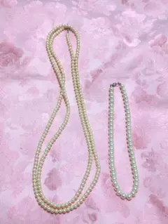 ホワイトパールネックレス　ロングとショート2点