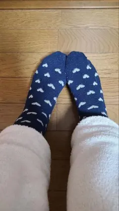 ネイビー ハート柄 ソックス 中古