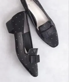 グリッターリボン チュールローファー パンプス