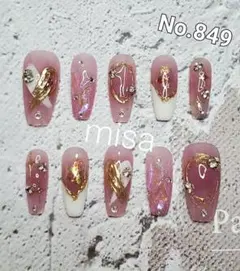 オーダー　量産型　地雷系　韓国　ミラー　フレンチ　ラメ　ビジュー　ネイルチップ