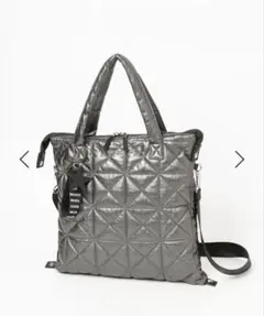 BAYFLOWチャーム付き3WAYキルトトート / ショルダーバッグ　ブラック