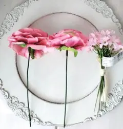 ラナンキュラス2本・パステルフラワーピック6本 造花 セット