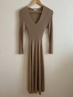 【美品】FRAY I.D ロングニットワンピース ベージュ