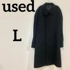 カシミヤ100% ロングコート ステンカラー ブラック A6】のサムネイル