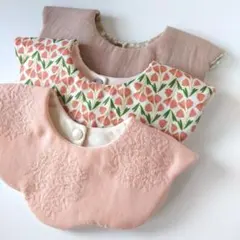 ハンドメイド　360°花びらスタイ　もくもくスタイ　3枚セット　花柄　刺繍生地