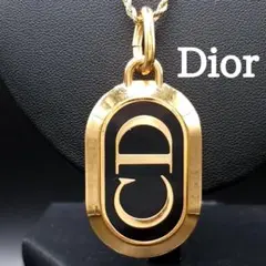美品✨Diorディオール、CDロゴゴールド×黒ネックレス、ヴィンテージ_101